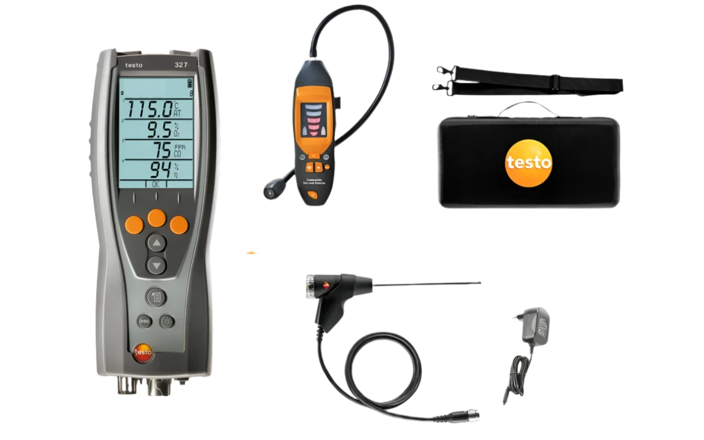 Flue Gas Analyser (Kit + Leak Detector) - 327